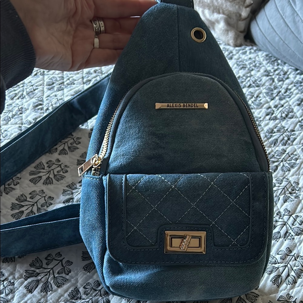 Blue Quilted Sling Bag